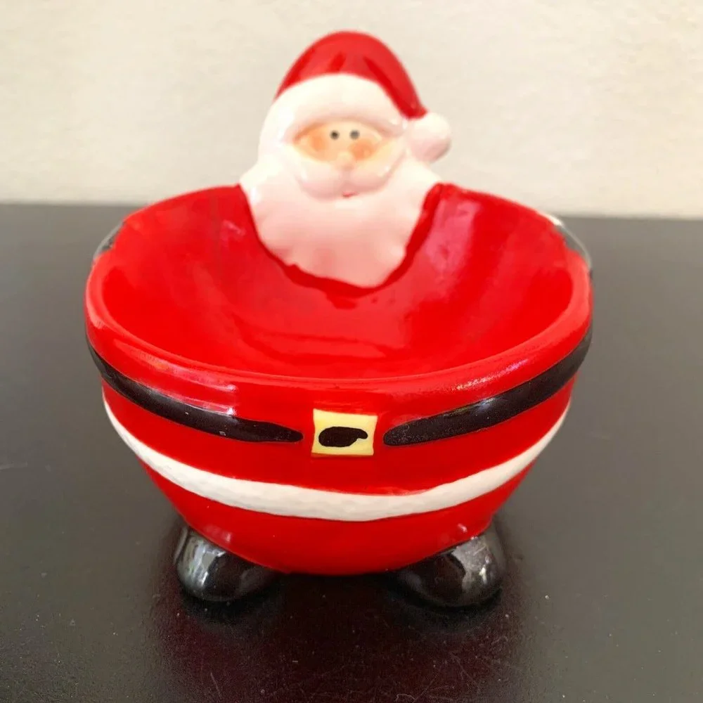 Ceramic Christmas Collection 3 Small Bowl Set Santa Snowman Penguin KT Group
